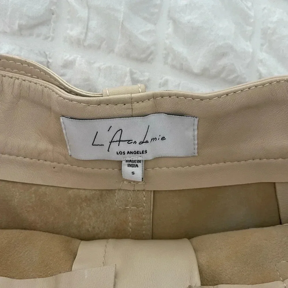 Revolve L’Academie Savon cream leather shorts